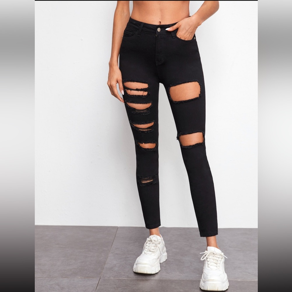 Black ripped jeans